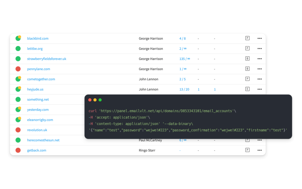 Qboxmail API and Control Panel