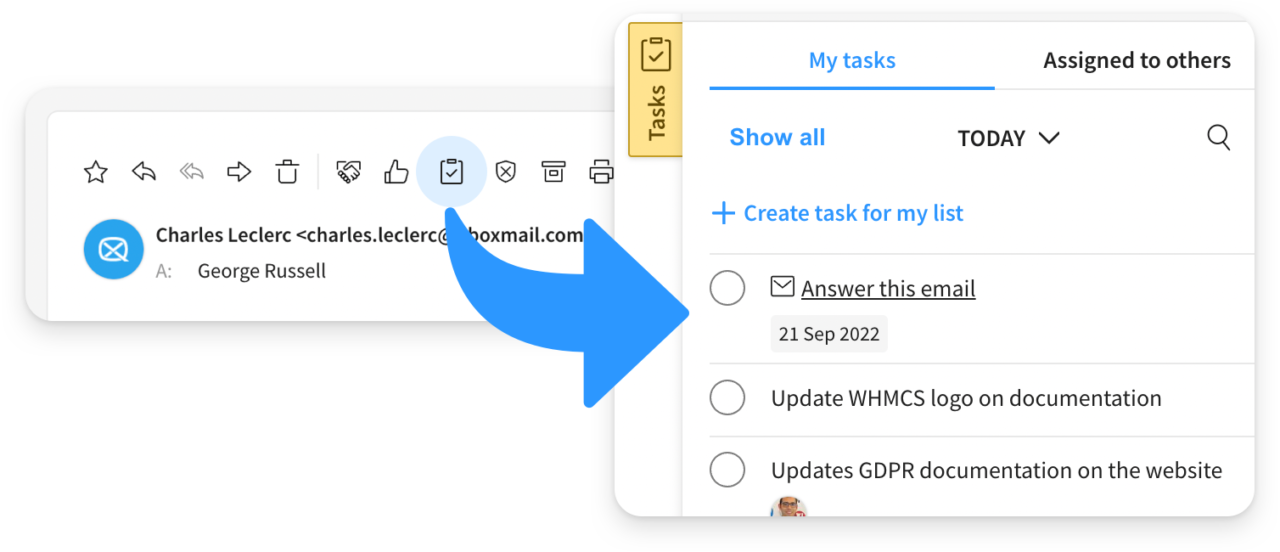 Create a Task linked to an email